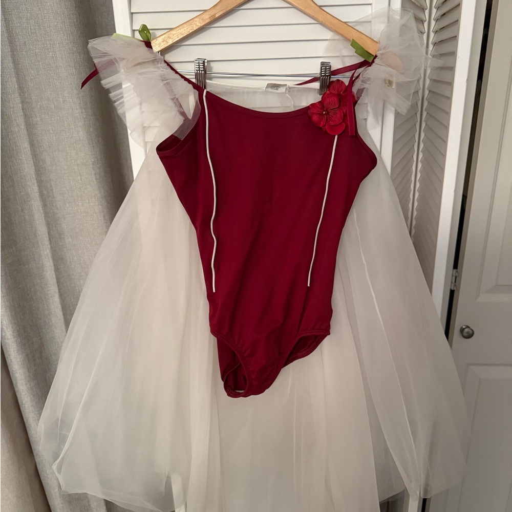 Women’s Burgundy and White Ballet Costume